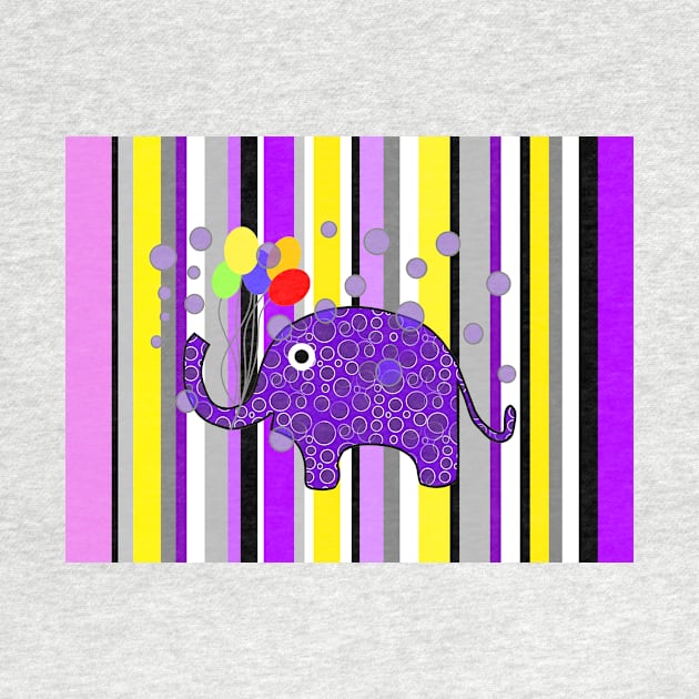 FUNNY  Elephant Party Stripes by SartorisArt1
